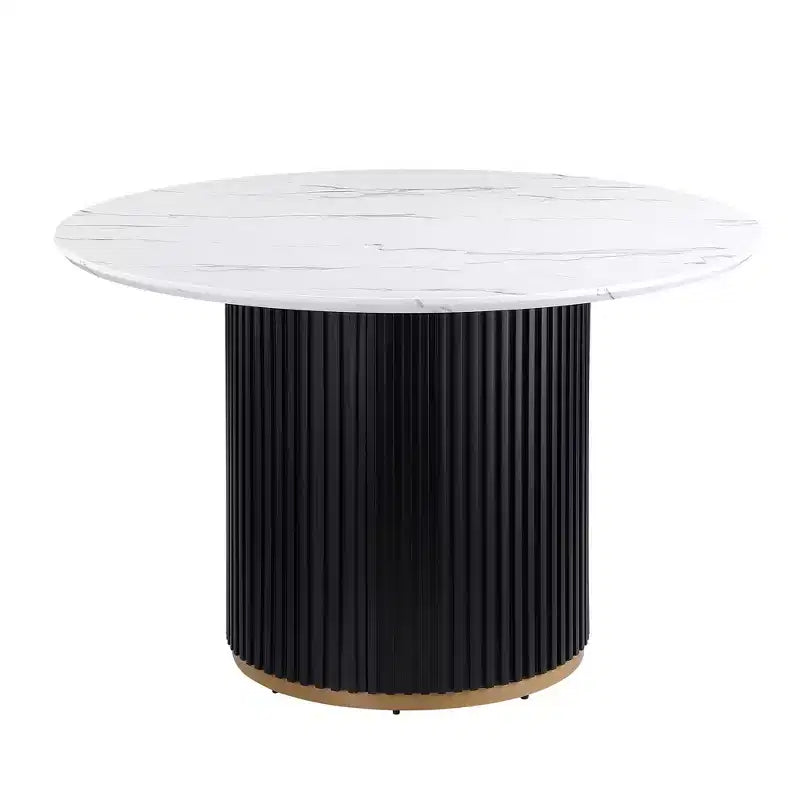 Table à manger ronde moderne en faux marbre de 46 pouces