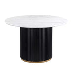 Table à manger ronde moderne en faux marbre de 46 pouces