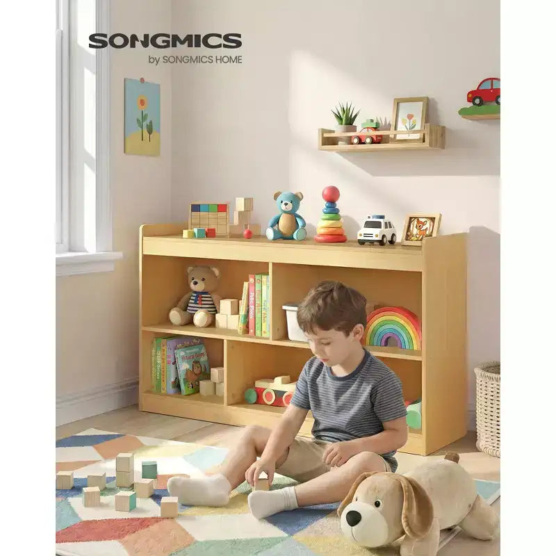 Étagère de Rangement pour Jouets pour Enfants, Étagère Montessori avec 5 Compartiments Ouverts, pour Chambre d'Enfant Salle de Jeux, 30 x 112,3 x 65 cm