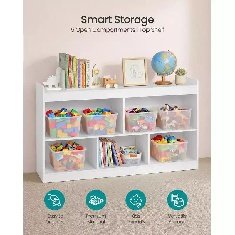 Étagère de Rangement pour Jouets pour Enfants, Étagère Montessori avec 5 Compartiments Ouverts, pour Chambre d'Enfant Salle de Jeux, 30 x 112,3 x 65 cm