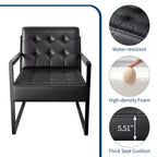 Fauteuil d'appoint en cuir, fauteuil avec accoudoirs de style moderne du milieu du siècle avec pieds en métal, chaise de lecture et de détente à dossier haut pour salon et chambre