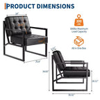 Fauteuil d'appoint en cuir, fauteuil avec accoudoirs de style moderne du milieu du siècle avec pieds en métal, chaise de lecture et de détente à dossier haut pour salon et chambre
