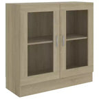 vidaXL Display Cabinet Sonoma oak Engineered wood, glass Medium