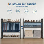 Meuble à chaussures fin et réglable avec cadre en métal et étagères en tissu - Organiseur de rangement de chaussures peu encombrant pour entrée et chambre à coucher