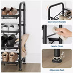 Meuble à chaussures fin et réglable avec cadre en métal et étagères en tissu - Organiseur de rangement de chaussures peu encombrant pour entrée et chambre à coucher