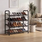 Meuble à chaussures fin et réglable avec cadre en métal et étagères en tissu - Organiseur de rangement de chaussures peu encombrant pour entrée et chambre à coucher