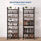 Meuble à chaussures fin et réglable avec cadre en métal et étagères en tissu - Organiseur de rangement de chaussures peu encombrant pour entrée et chambre à coucher