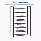 Meuble à chaussures fin et réglable avec cadre en métal et étagères en tissu - Organiseur de rangement de chaussures peu encombrant pour entrée et chambre à coucher