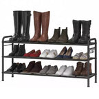 Slim Adjustable Shoe Rack with Metal Frame and Fabric Shelves - Space-Saving Shoe Storage Organizer for Entryway and Bedroom