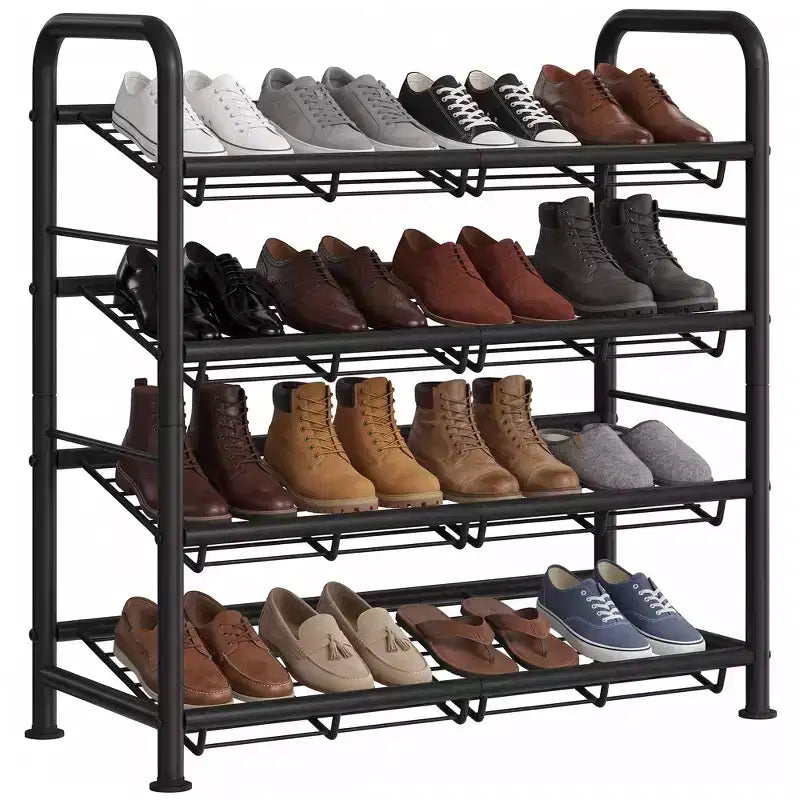 Meuble à chaussures fin et réglable avec cadre en métal et étagères en tissu - Organiseur de rangement de chaussures peu encombrant pour entrée et chambre à coucher