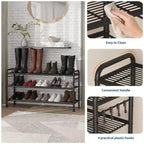 Meuble à chaussures fin et réglable avec cadre en métal et étagères en tissu - Organiseur de rangement de chaussures peu encombrant pour entrée et chambre à coucher