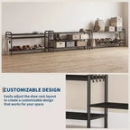 Meuble à chaussures fin et réglable avec cadre en métal et étagères en tissu - Organiseur de rangement de chaussures peu encombrant pour entrée et chambre à coucher