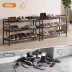 Meuble à chaussures fin et réglable avec cadre en métal et étagères en tissu - Organiseur de rangement de chaussures peu encombrant pour entrée et chambre à coucher