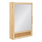 Kate and Laurel Ori Rattan Mirror Vanity Cabinet