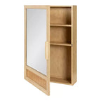 Meuble de salle de bain avec miroir en rotin