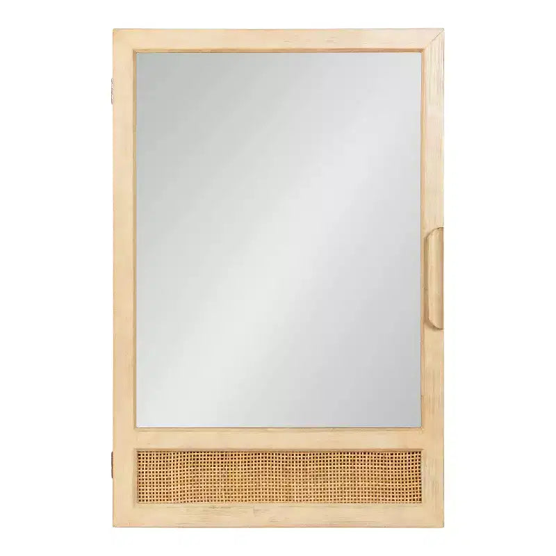 Meuble de salle de bain avec miroir en rotin