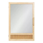 Meuble de salle de bain avec miroir en rotin
