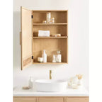 Meuble de salle de bain avec miroir en rotin