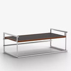 Table basse moderne du milieu du siècle à hauteur réglable 127 cm Noyer/Chrome