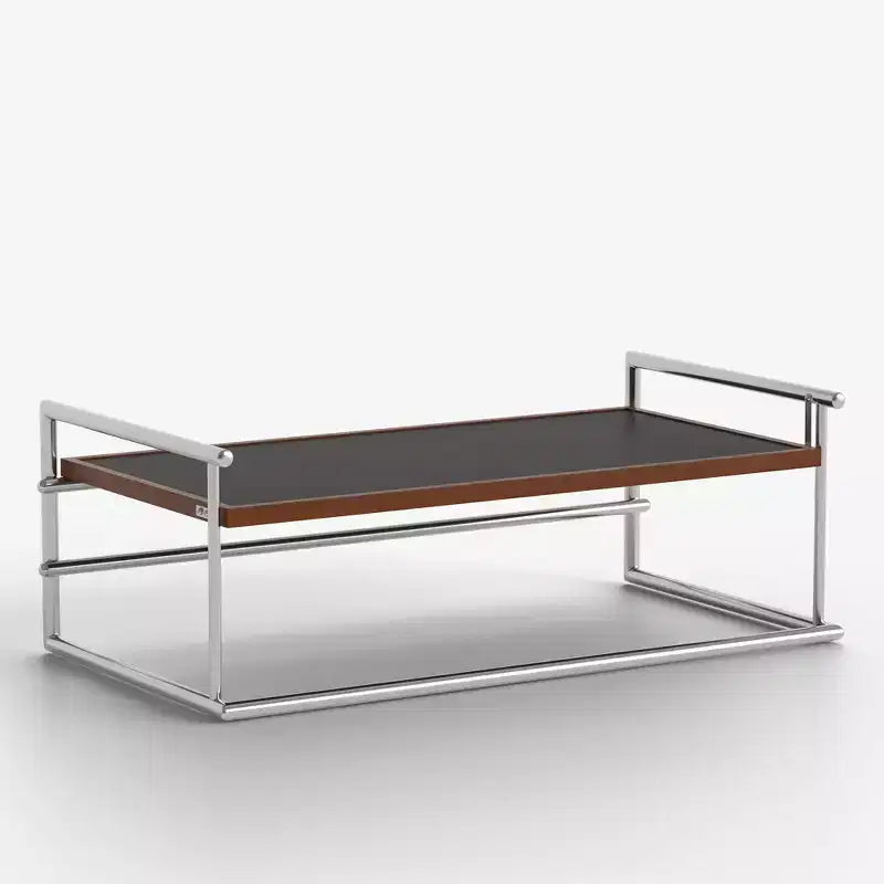 Table basse moderne du milieu du siècle à hauteur réglable 127 cm Noyer/Chrome