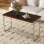 Table basse moderne du milieu du siècle à hauteur réglable 127 cm Noyer/Chrome