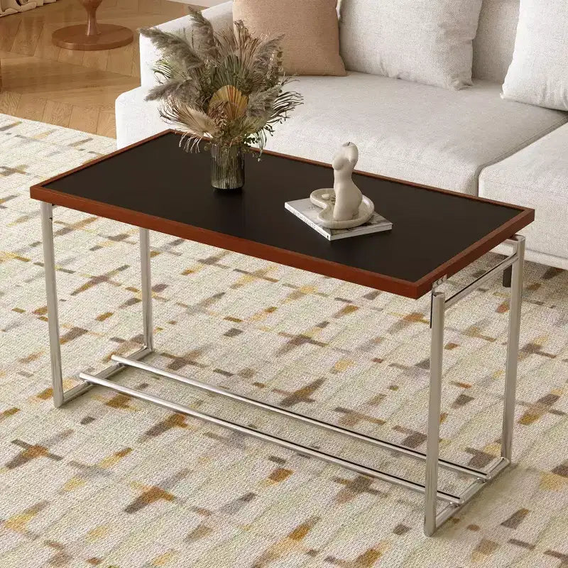 Table basse moderne du milieu du siècle à hauteur réglable 127 cm Noyer/Chrome