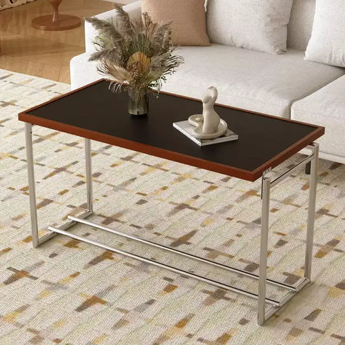 Table basse moderne du milieu du siècle à hauteur réglable 127 cm Noyer/Chrome