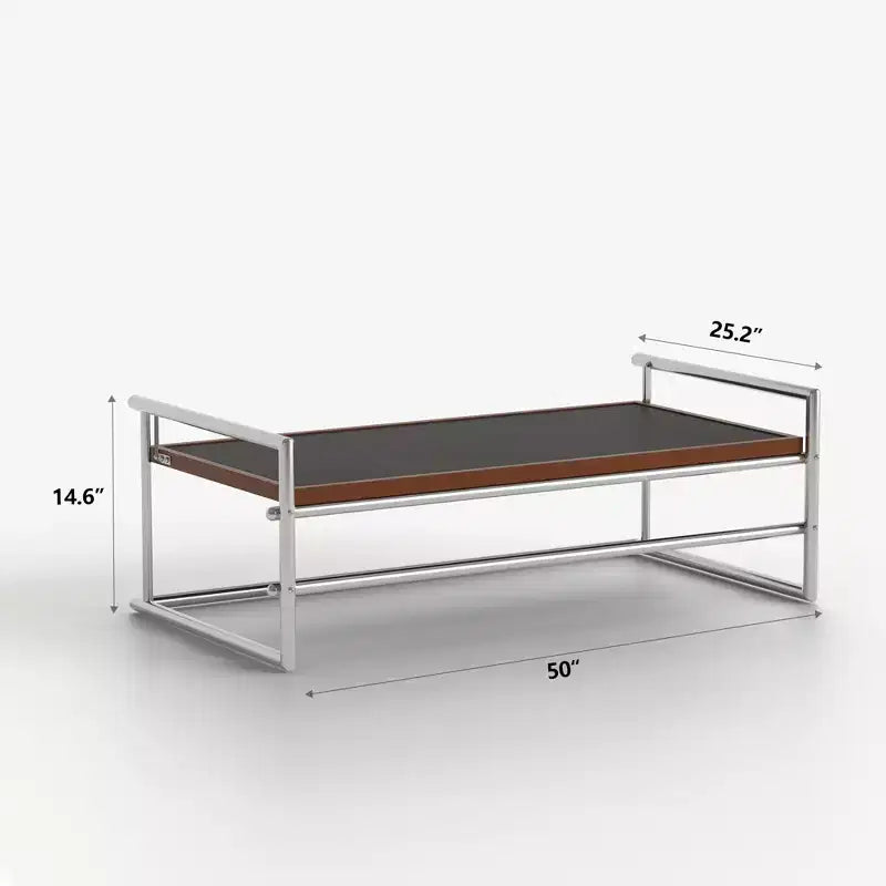 Table basse moderne du milieu du siècle à hauteur réglable 127 cm Noyer/Chrome