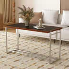 Table basse moderne du milieu du siècle à hauteur réglable 127 cm Noyer/Chrome