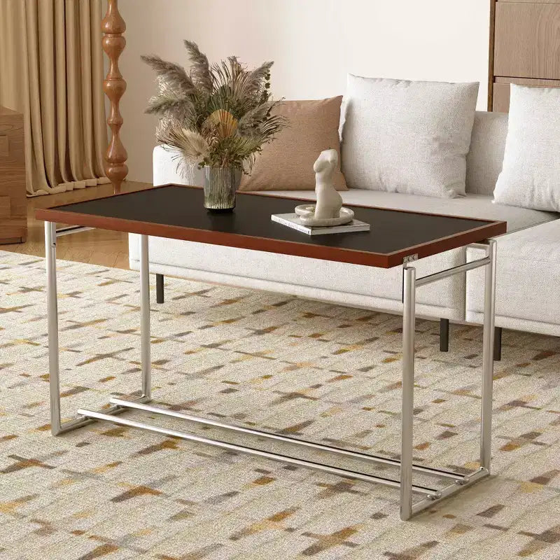 Table basse moderne du milieu du siècle à hauteur réglable 127 cm Noyer/Chrome