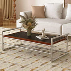 Table basse moderne du milieu du siècle à hauteur réglable 127 cm Noyer/Chrome