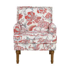 Fauteuil d'appoint capitonné floral avec garniture cloutée, pieds en bois massif