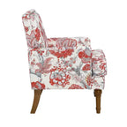 Fauteuil d'appoint capitonné floral avec garniture cloutée, pieds en bois massif