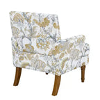 Fauteuil d'appoint capitonné floral avec garniture cloutée, pieds en bois massif