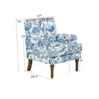 Fauteuil d'appoint capitonné floral avec garniture cloutée, pieds en bois massif