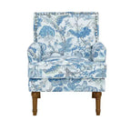 Fauteuil d'appoint capitonné floral avec garniture cloutée, pieds en bois massif