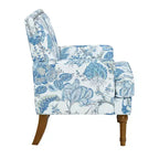 Fauteuil d'appoint capitonné floral avec garniture cloutée, pieds en bois massif