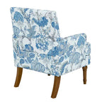 Fauteuil d'appoint capitonné floral avec garniture cloutée, pieds en bois massif