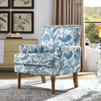 Zeus & Ruta Floral Upholstered Accent Chair with Nailhead Trim, Solid Wood Legs