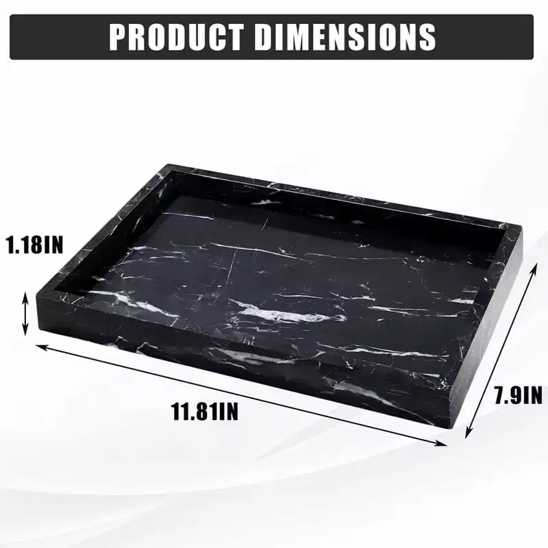 Plateau de rangement en marbre naturel pour bijoux, pour coiffeuse et salle de bain