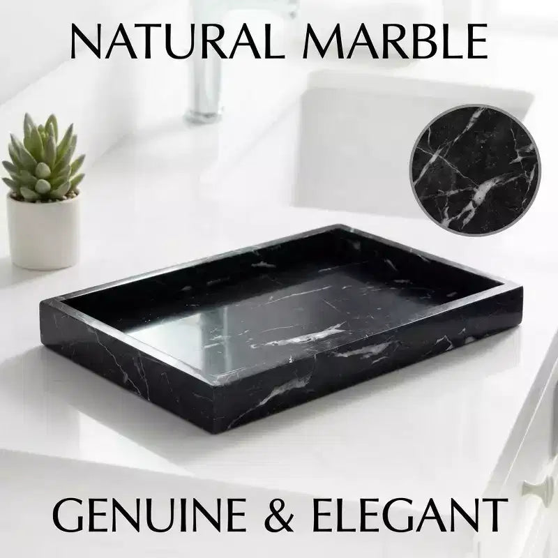 Plateau de rangement en marbre naturel pour bijoux, pour coiffeuse et salle de bain