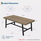 Table à manger industrielle de 180 cm pour 6-8 personnes avec cadre métallique