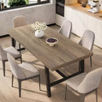 Table à manger industrielle de 180 cm pour 6-8 personnes avec cadre métallique