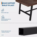 Table à manger industrielle de 180 cm pour 6-8 personnes avec cadre métallique