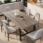 Table à manger industrielle de 180 cm pour 6-8 personnes avec cadre métallique