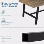 Table à manger industrielle de 180 cm pour 6-8 personnes avec cadre métallique