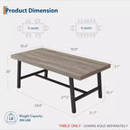 Table à manger industrielle de 180 cm pour 6-8 personnes avec cadre métallique