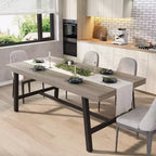 Industrial Dining Table for 6-8 People, 70.87 Long Kitchen Table with Sturdy Metal Frame, for Home Office