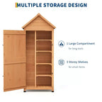 Armoire à outils d'extérieur étanche en bois avec portes verrouillables et étagères réglables