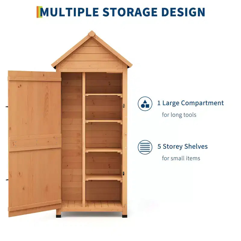 Armoire à outils d'extérieur étanche en bois avec portes verrouillables et étagères réglables
